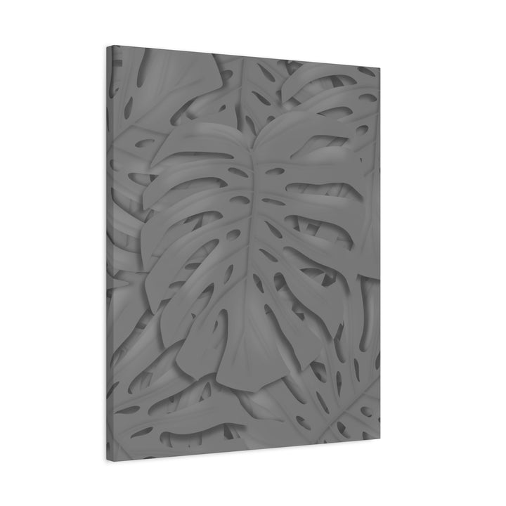 Charcoal Monstera Canvas Wall Art Matte Stretched 1.25 Inch Thick Tropical Leaf Print For Living Room Decor