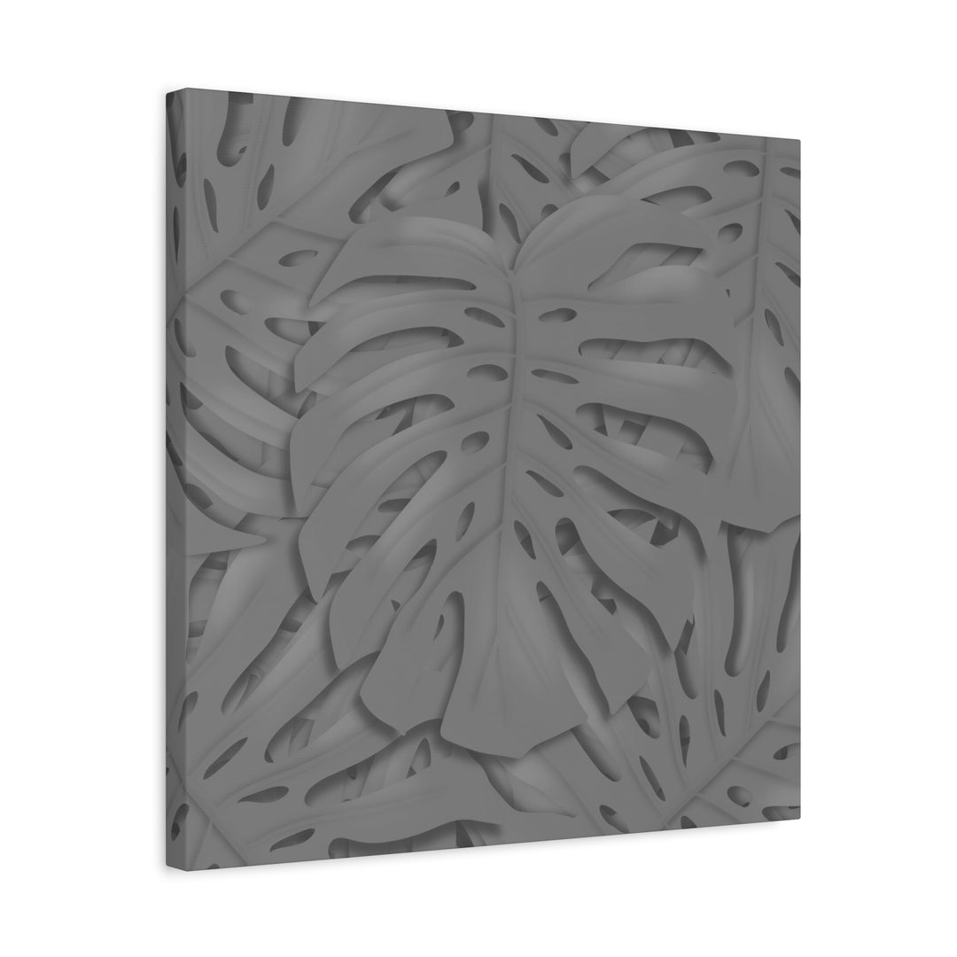 Charcoal Monstera Canvas Wall Art Matte Stretched 1.25 Inch Thick Tropical Leaf Print For Living Room Decor
