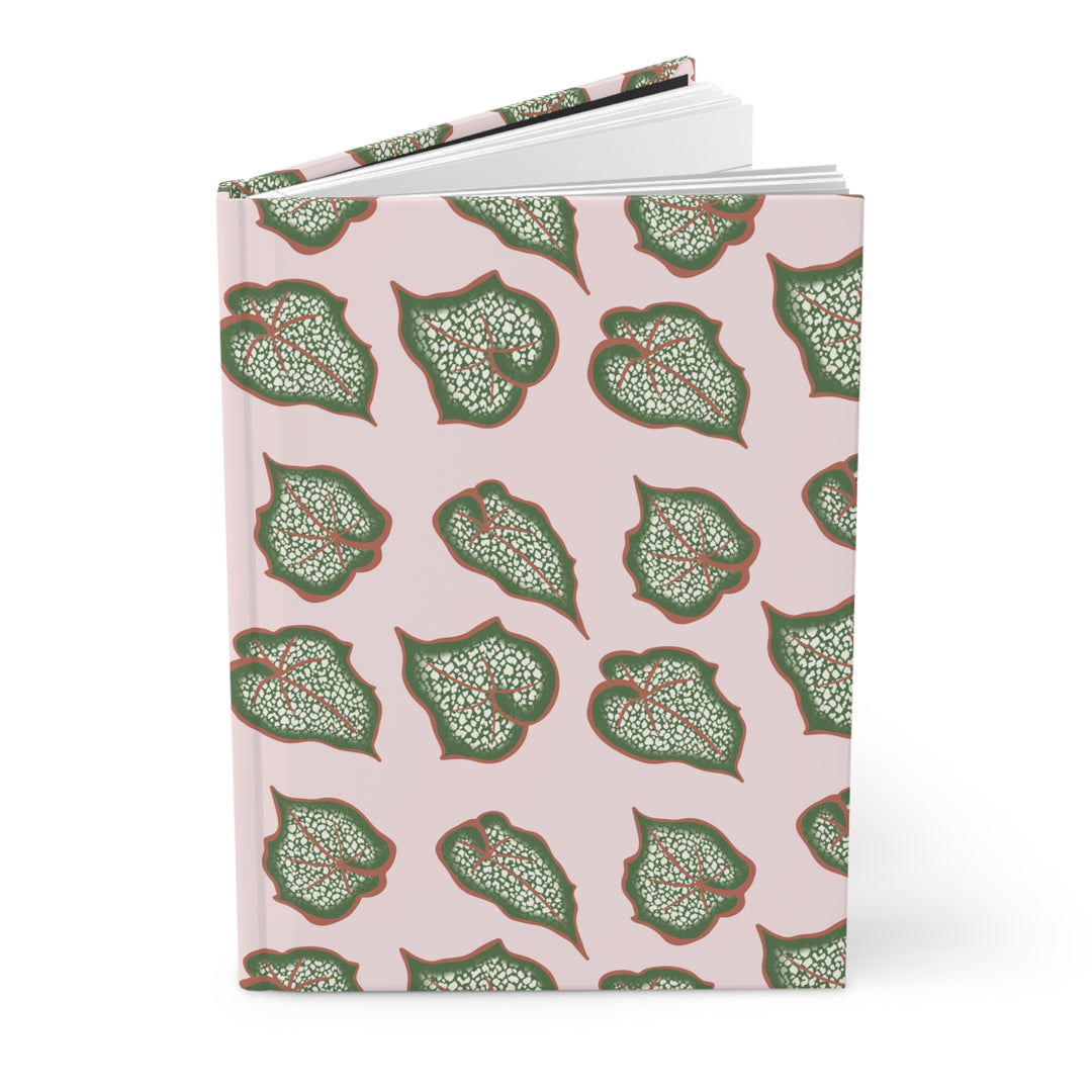 Begonia Pattern Hardcover Journal for Garden Lovers Plant Themed Writing Notebook Matte Pastel Cover