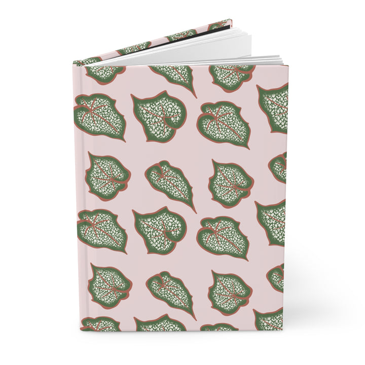 Begonia Pattern Hardcover Journal for Garden Lovers Plant Themed Writing Notebook Matte Pastel Cover