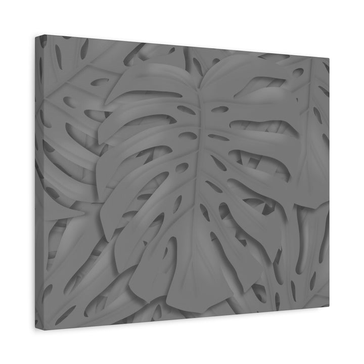 Charcoal Monstera Canvas Wall Art Matte Stretched 1.25 Inch Thick Tropical Leaf Print For Living Room Decor