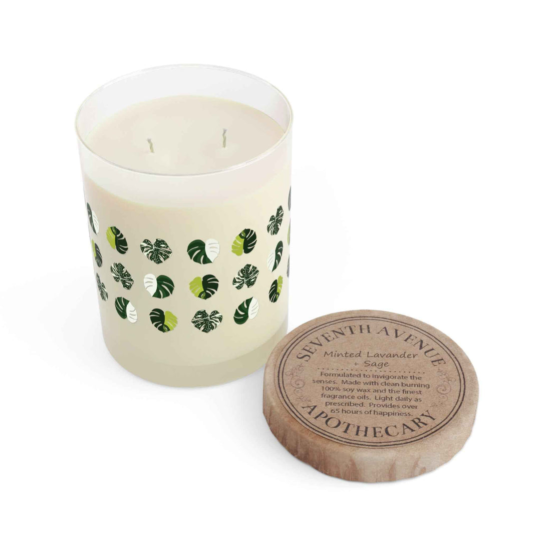 Variegated Monstera Pattern Soy Candle 11 oz – Three Scent Options