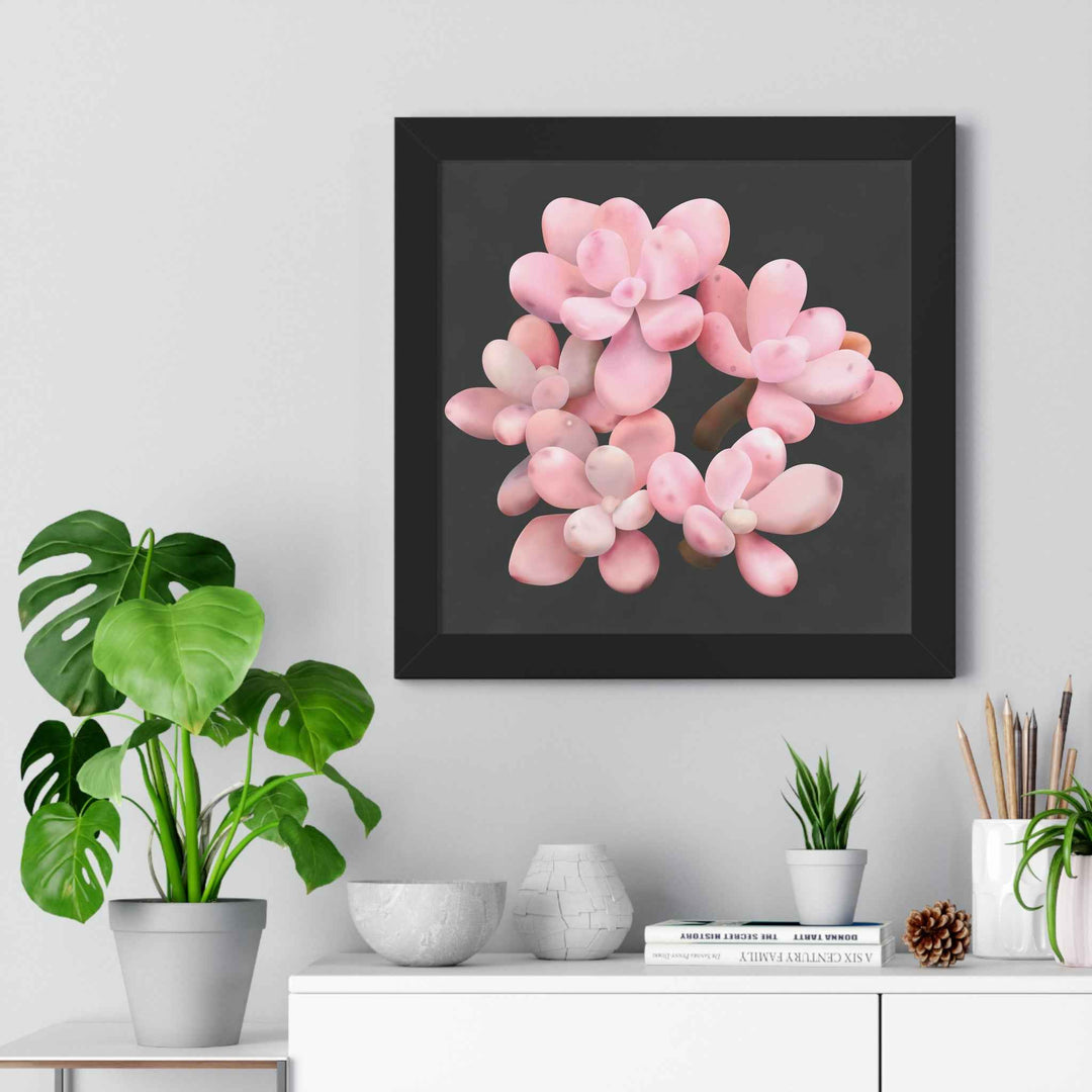 Pink Moonstone Succulent Framed Poster Vertical Botanical Wall Art