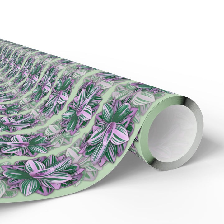 Tradescantia Nanouk Wrapping Paper — Green & Purple Plant Pattern