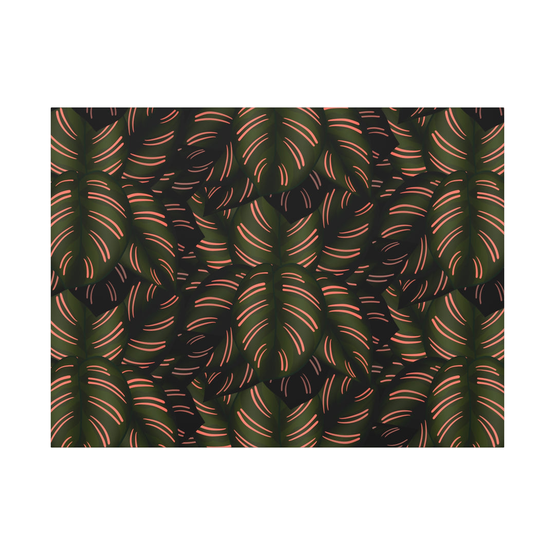 Calathea Pinstripe Canvas Print With Matte Finish Stretched Botanical Wall Art For Living Room Decor