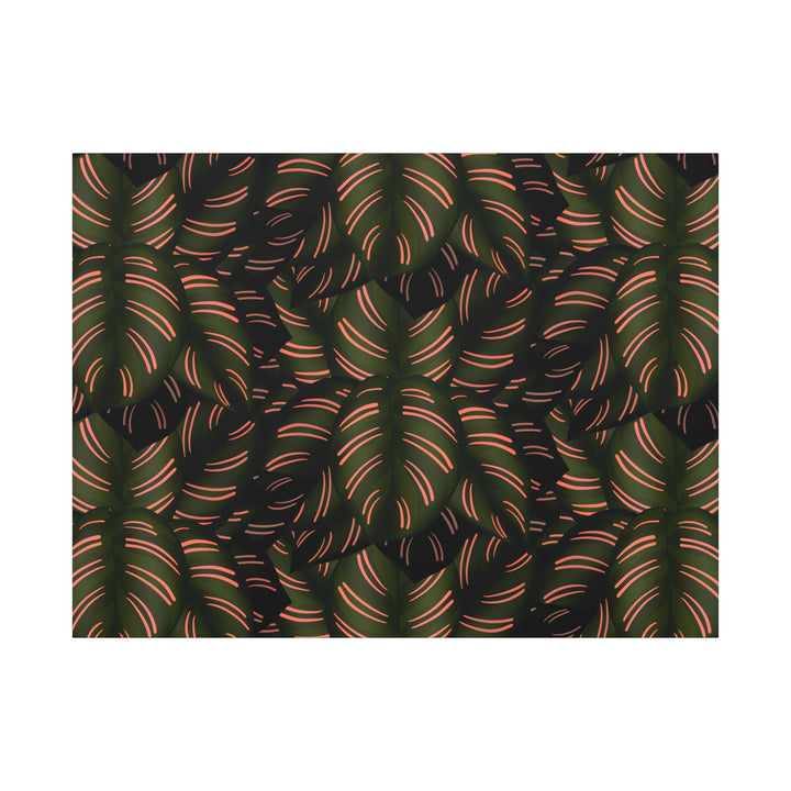 Calathea Pinstripe Canvas Print With Matte Finish Stretched Botanical Wall Art For Living Room Decor