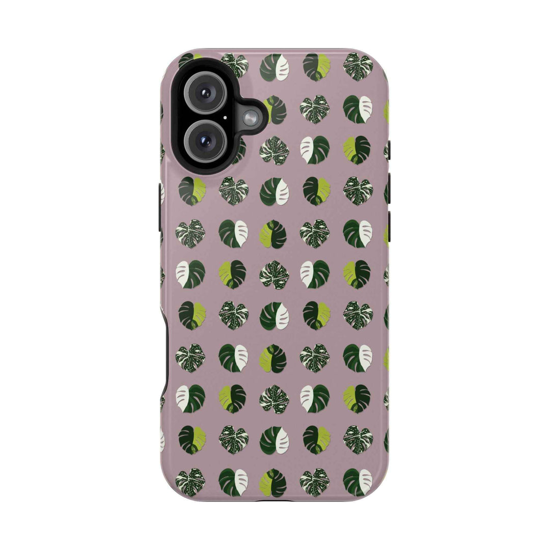 Variegated Monstera Pattern Phone Case – Dual Layer Protective Cover