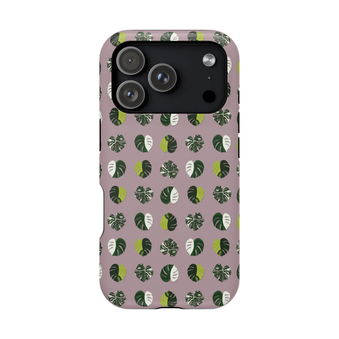Variegated Monstera Pattern Phone Case – Dual Layer Protective Cover