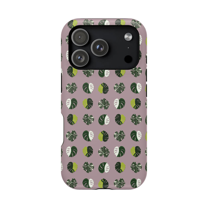Variegated Monstera Pattern Phone Case – Dual Layer Protective Cover