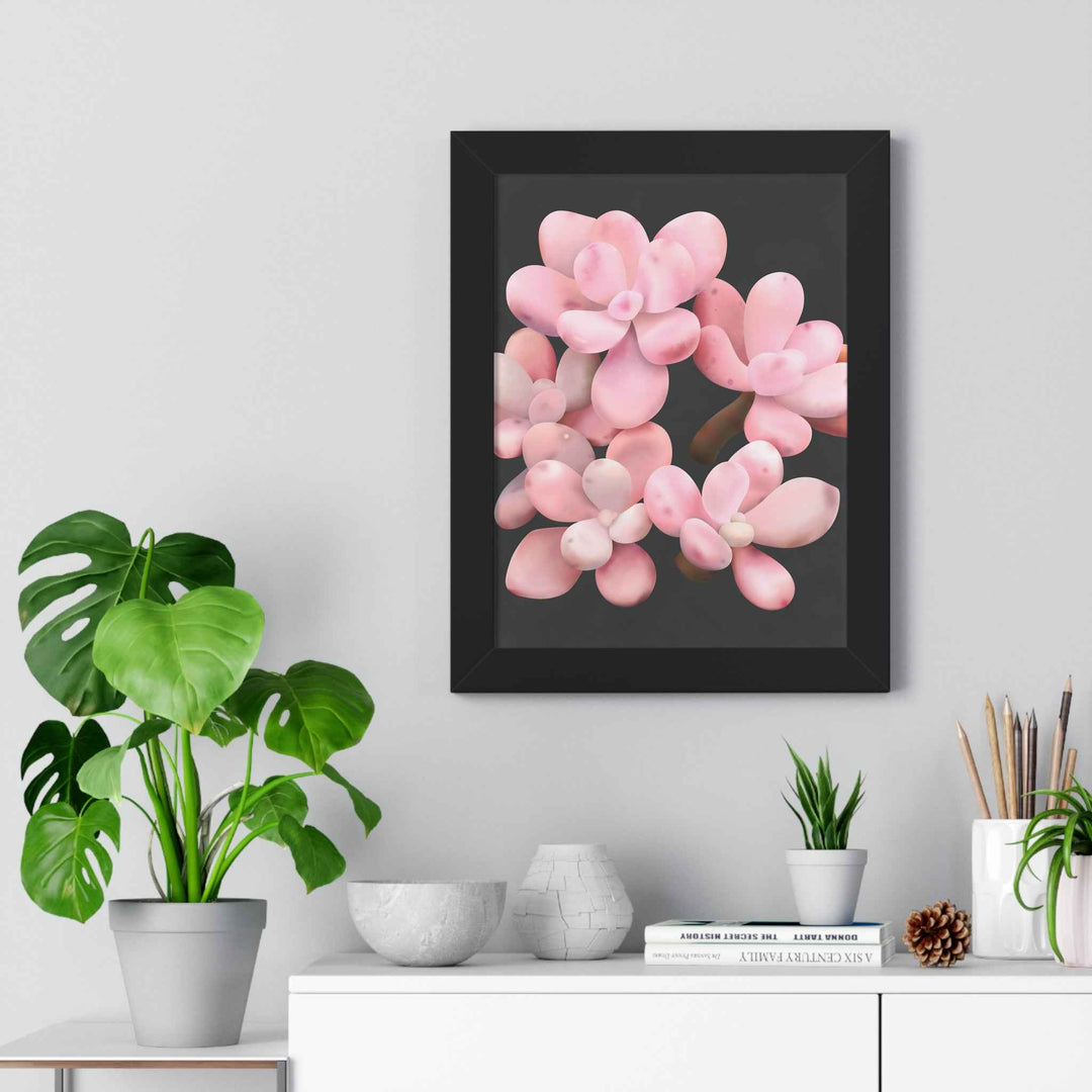 Pink Moonstone Succulent Framed Poster Vertical Botanical Wall Art