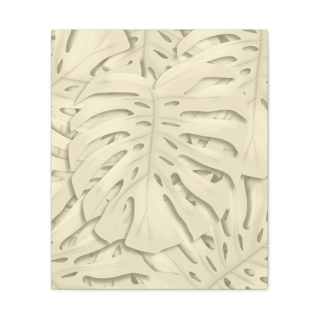 Monstera Canvas Print Durable Cotton Stretched Canvas With Beige Botanical Artwork For Modern Home Decor