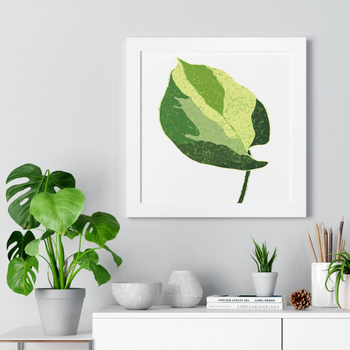 Manjula Pothos Print Framed Wall Art With Heart Shaped Leaves Matte Finish Indoor Plant Decor
