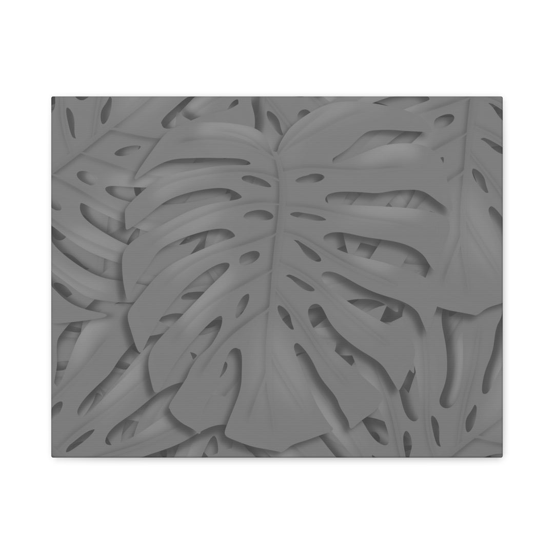 Charcoal Monstera Canvas Wall Art Matte Stretched 1.25 Inch Thick Tropical Leaf Print For Living Room Decor