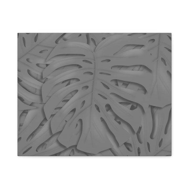 Charcoal Monstera Canvas Wall Art Matte Stretched 1.25 Inch Thick Tropical Leaf Print For Living Room Decor