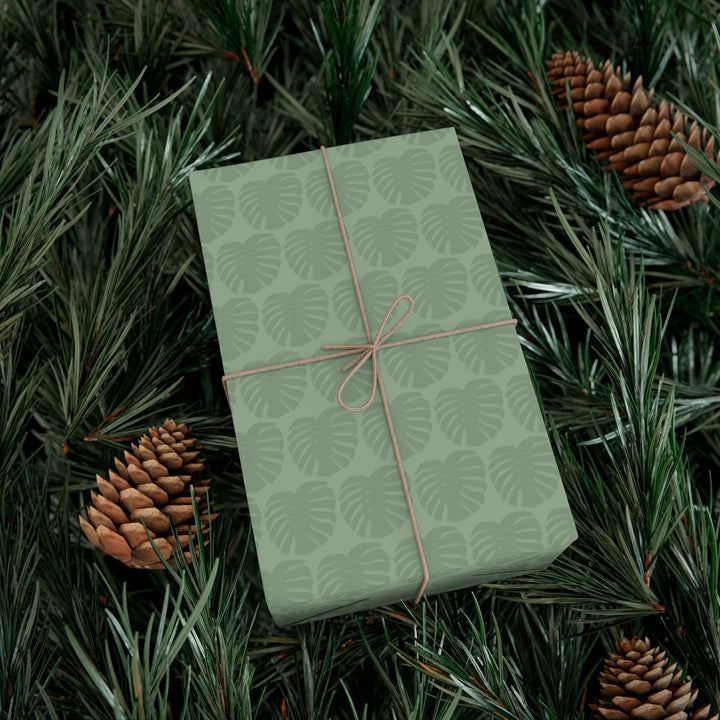 Monstera Leaf Green Wrapping Paper – Botanical Gift Wrap Roll