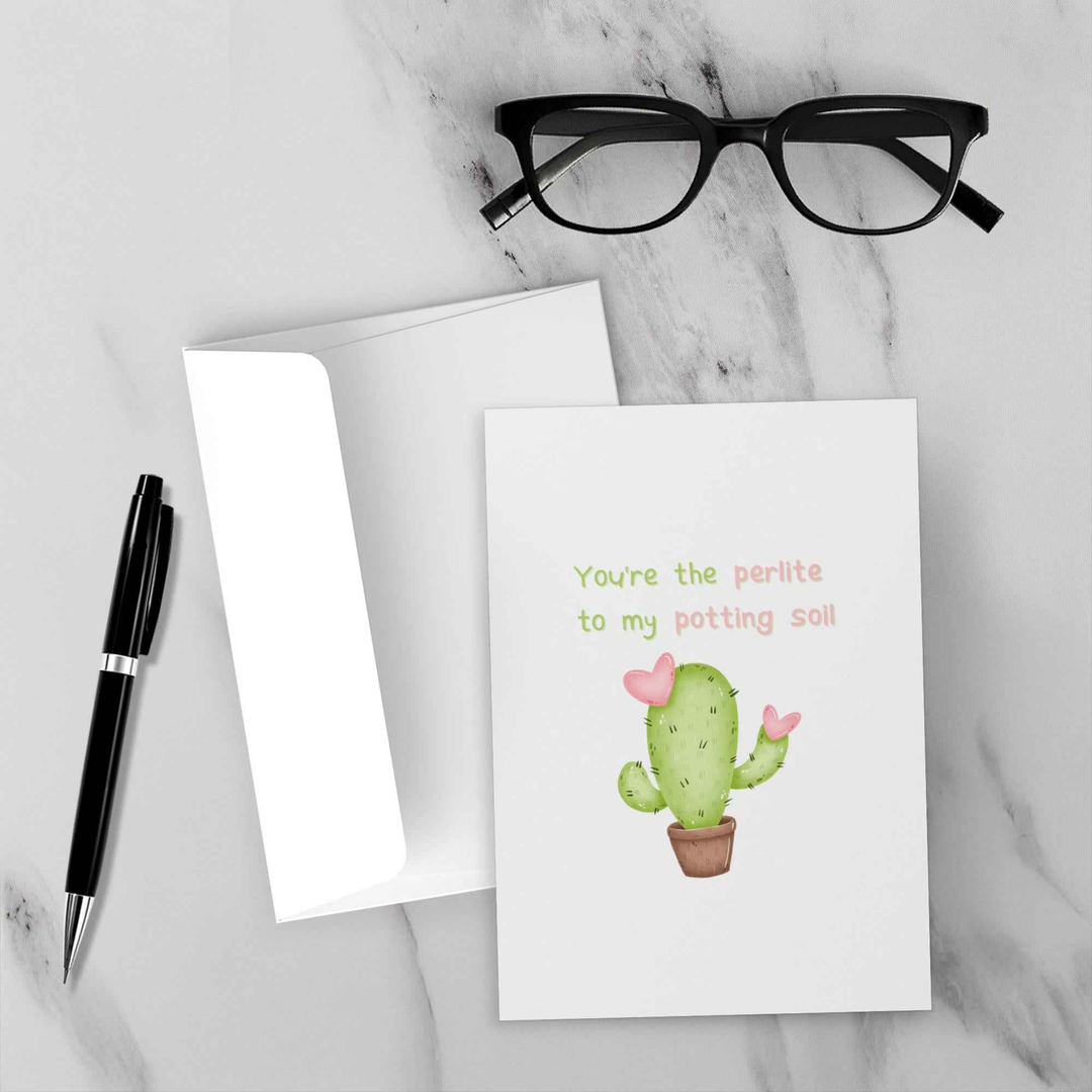 Cactus Valentines Day Card - Cute Succulent Greeting Card With Blank Inside