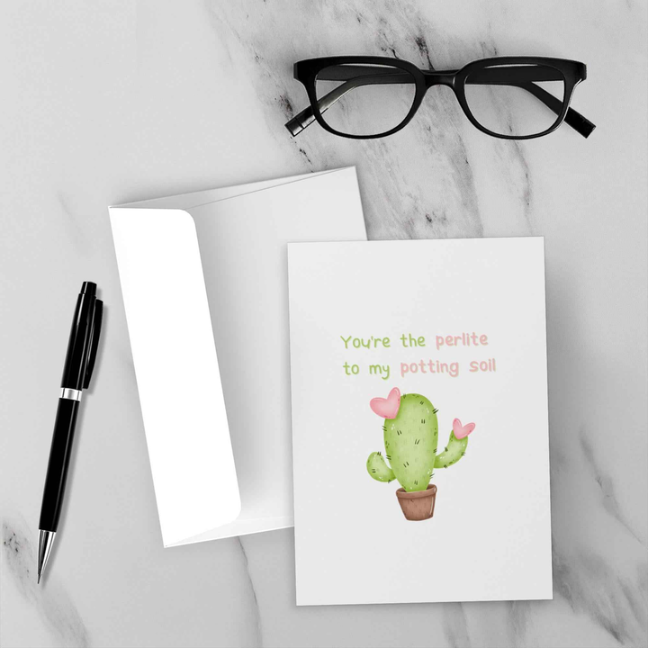 Cactus Valentines Day Card - Cute Succulent Greeting Card With Blank Inside