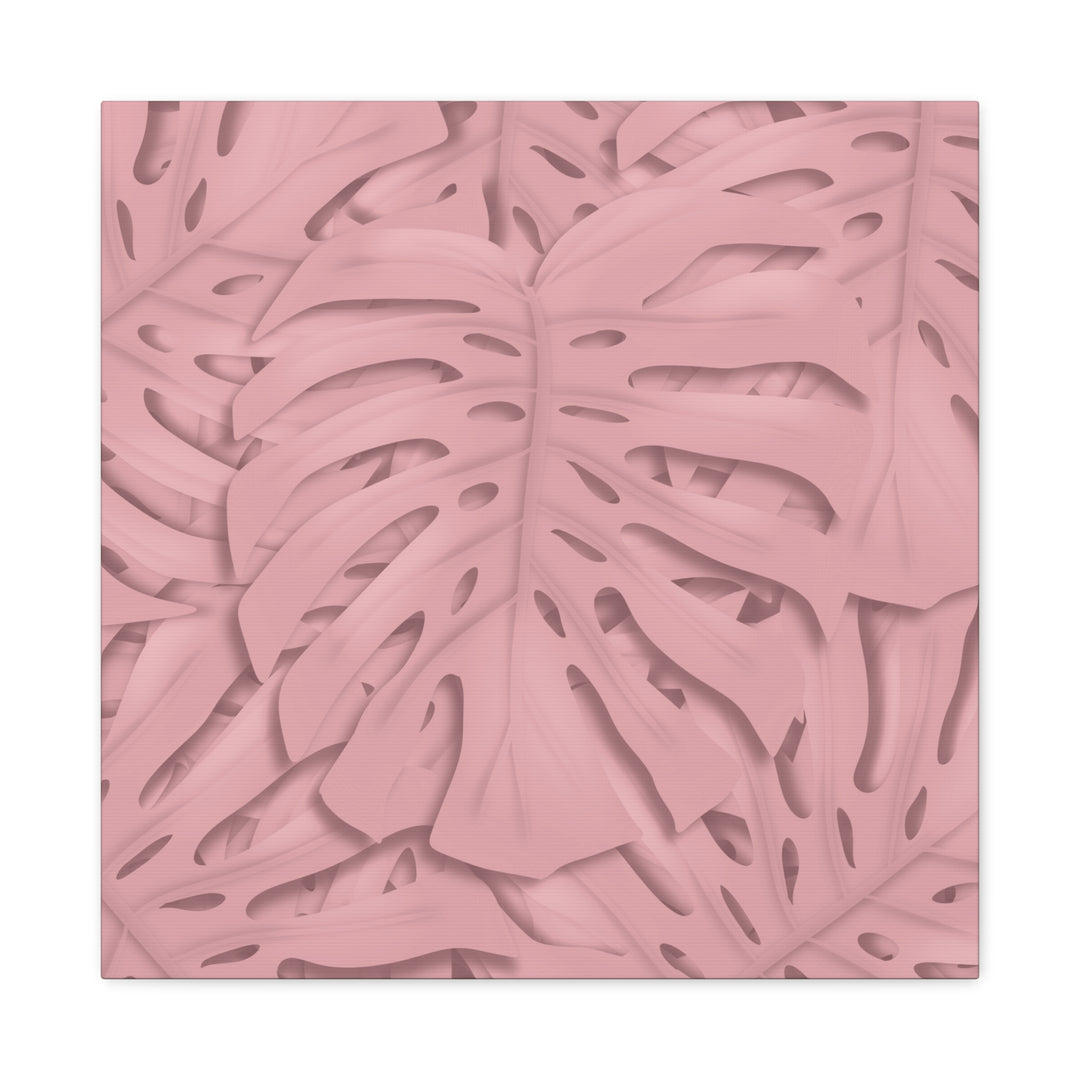 Monstera Canvas Art Soft Pink Botanical Wall Decor Matte Finish Print For Living Room