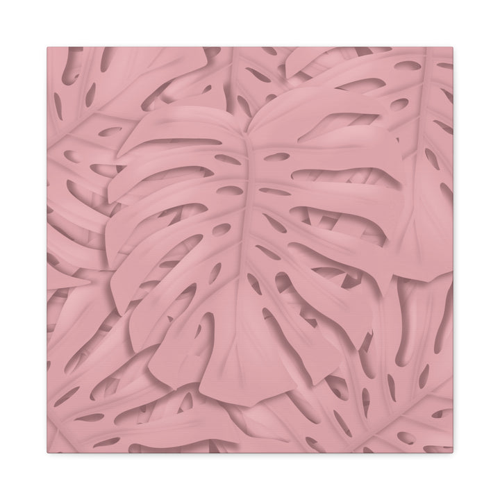 Monstera Canvas Art Soft Pink Botanical Wall Decor Matte Finish Print For Living Room