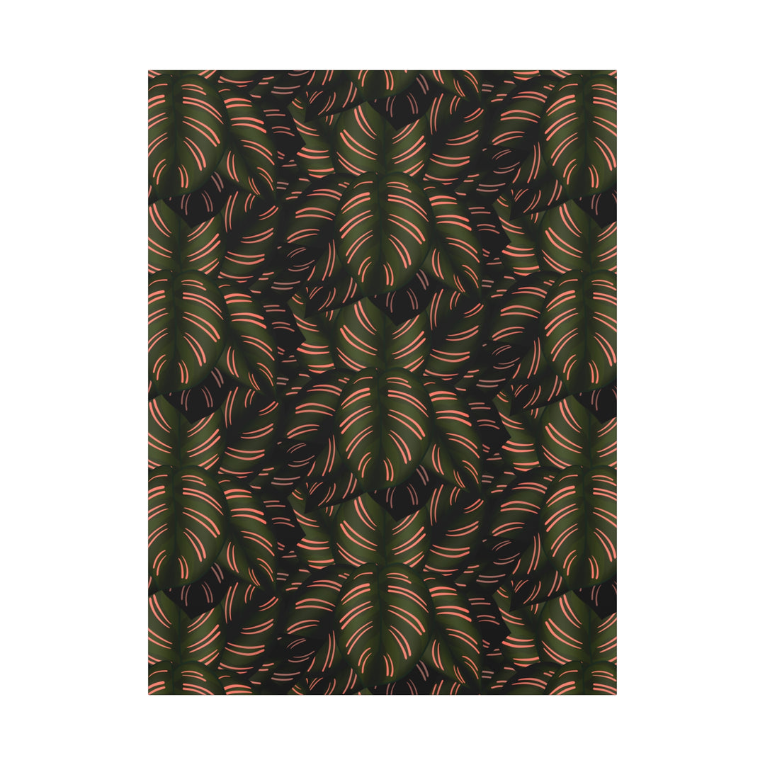 Calathea Pinstripe Canvas Print With Matte Finish Stretched Botanical Wall Art For Living Room Decor