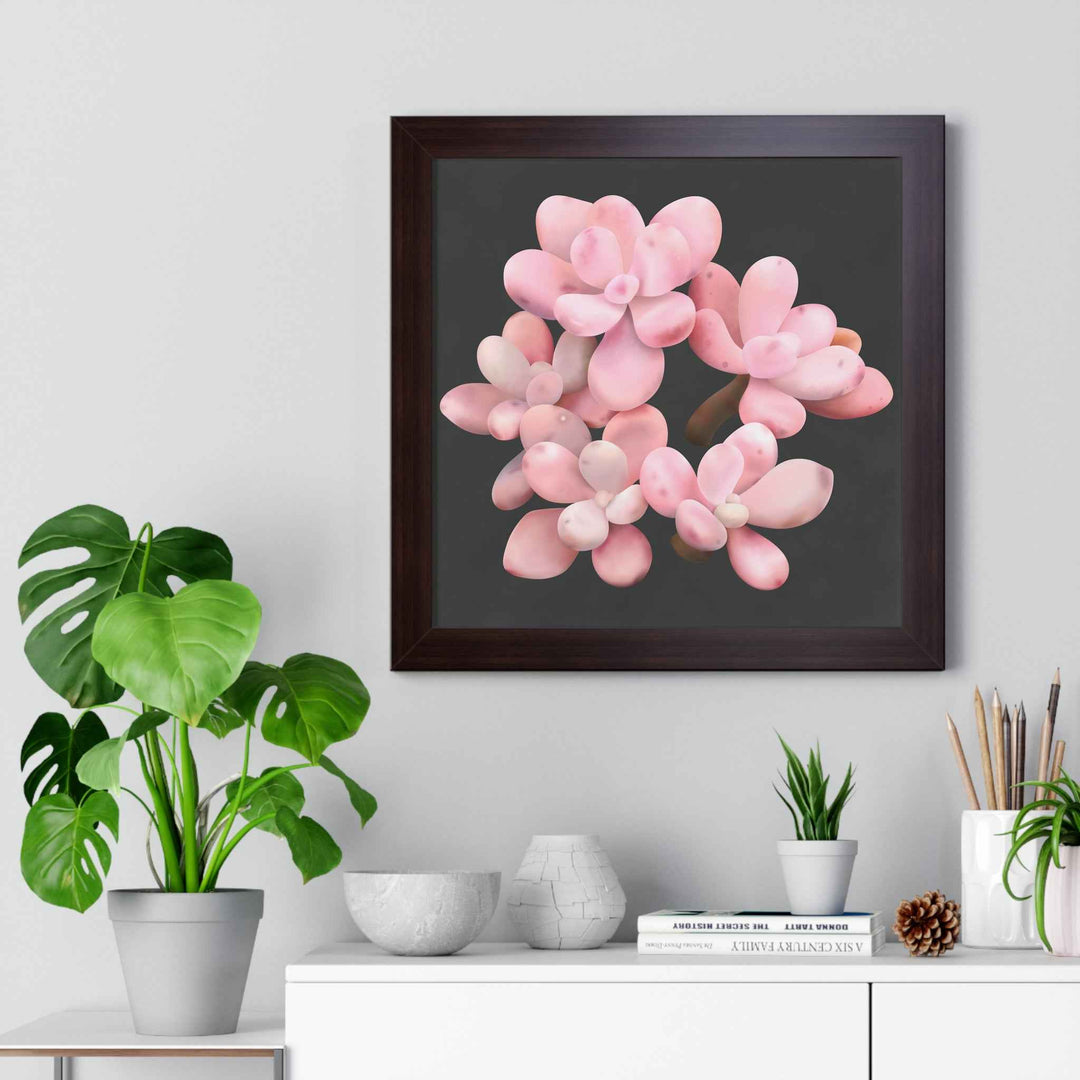 Pink Moonstone Succulent Framed Poster Vertical Botanical Wall Art
