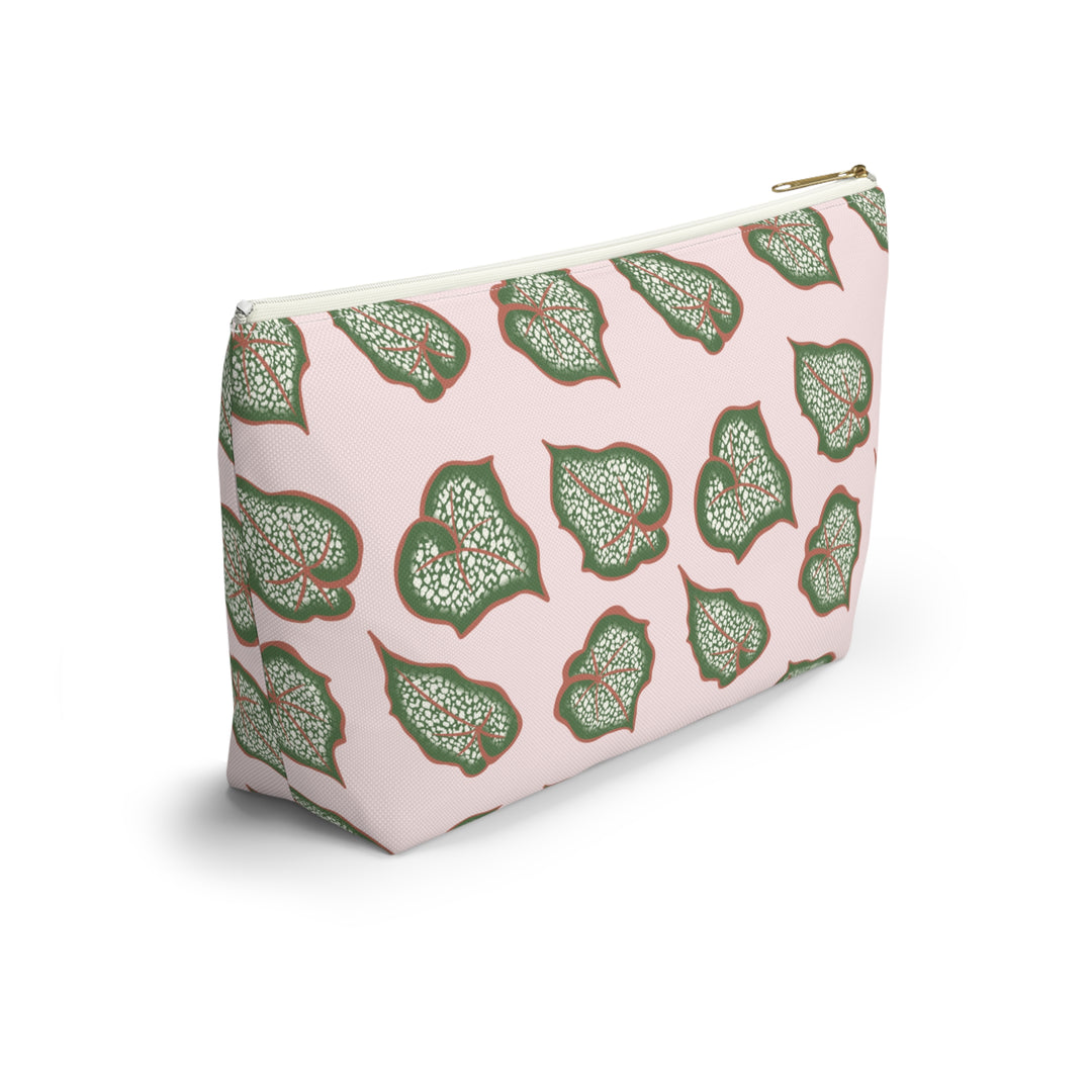 Begonia Pattern Accessory Pouch Makeup Bag With T Bottom For Cosmetics And Small Essentials