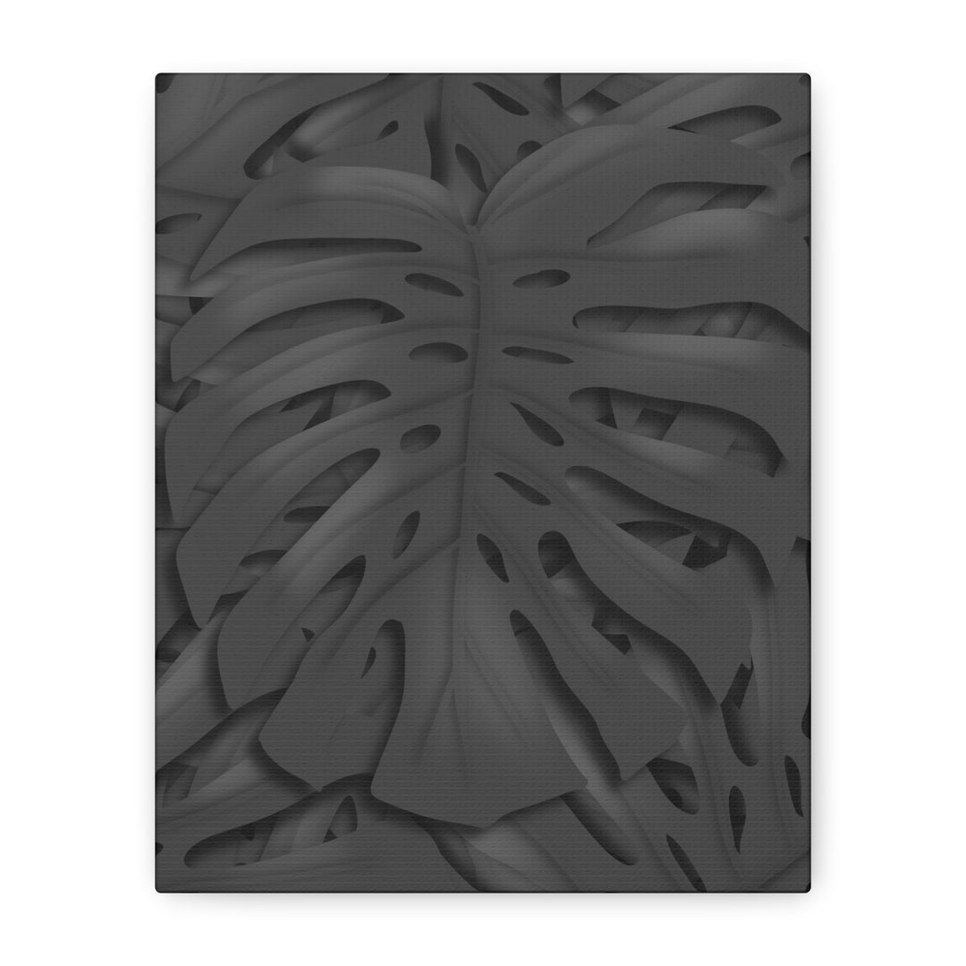 Charcoal Monstera Canvas Wall Art Matte Stretched 1.25 Inch Thick Plant Leaf Decor
