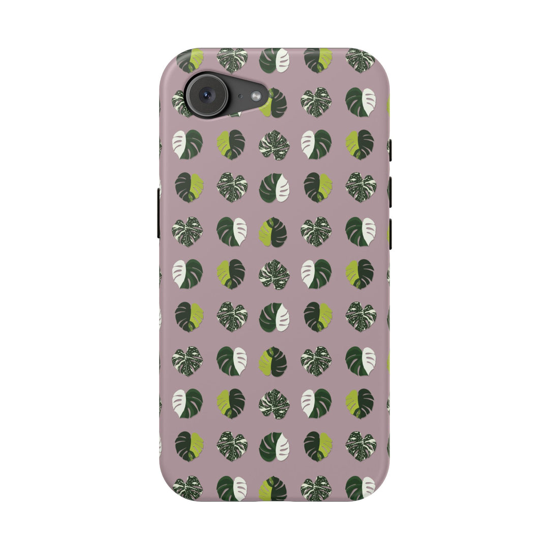 Variegated Monstera Pattern Phone Case – Dual Layer Protective Cover