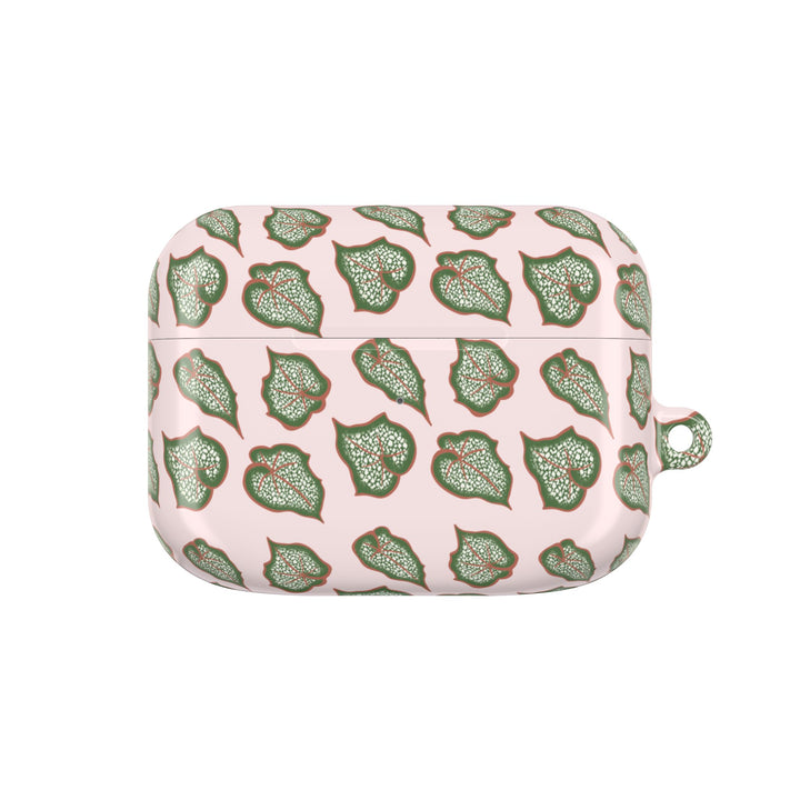 Begonia Pattern AirPod Case With Glossy Plant Design Wireless Charging Compatible Lightweight Polycarbonate Shell