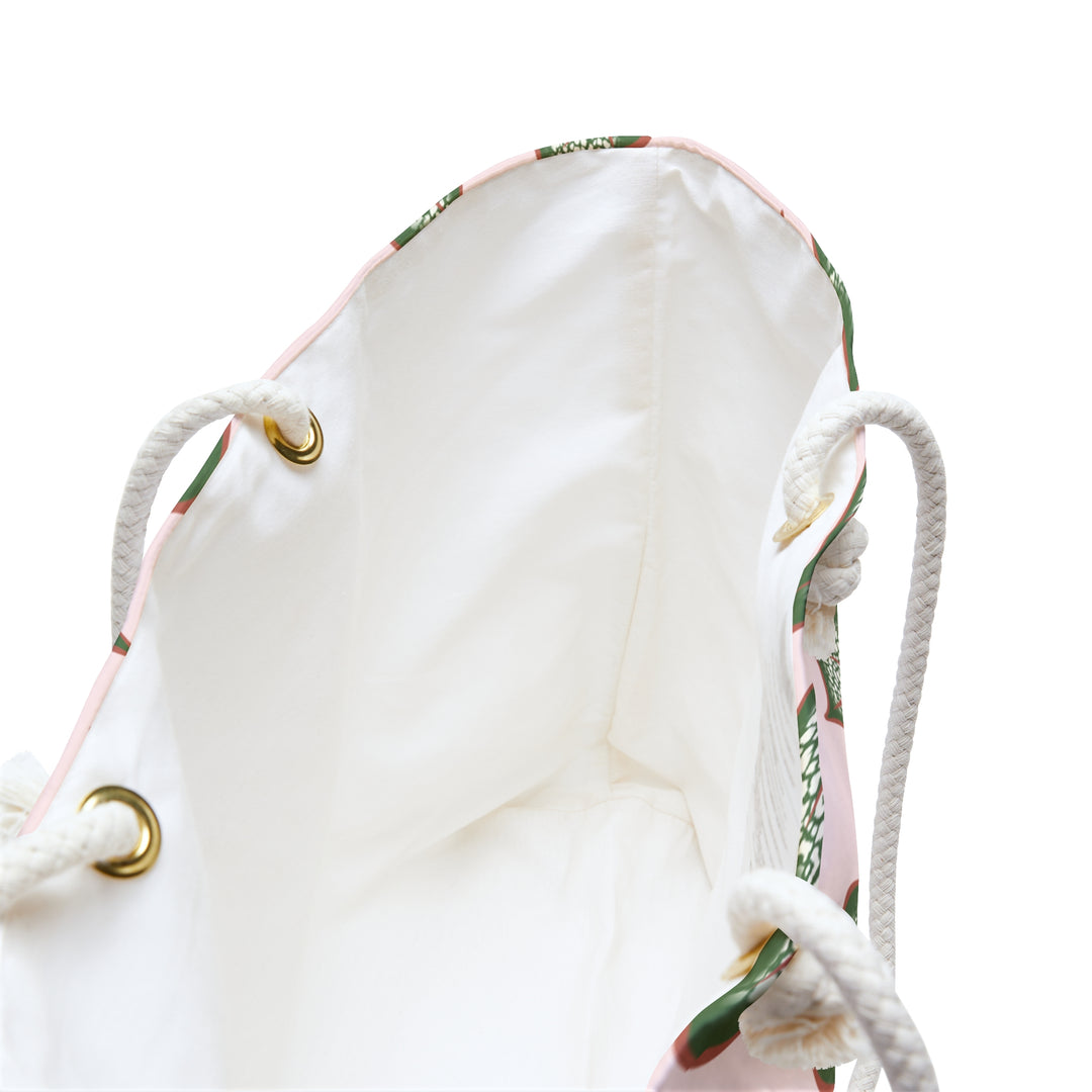 Begonia Pattern Weekender Bag All Over Print Rope Handles Tote Large Beach Duffel Bag