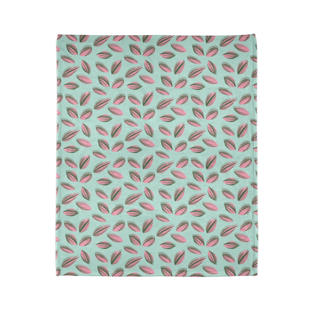 Tradescantia Nanouk Pattern Cozy Fleece Throw Blanket by Printify