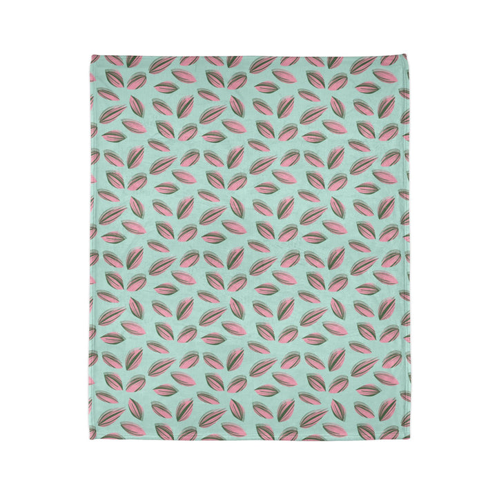 Tradescantia Nanouk Pattern Cozy Fleece Throw Blanket by Printify