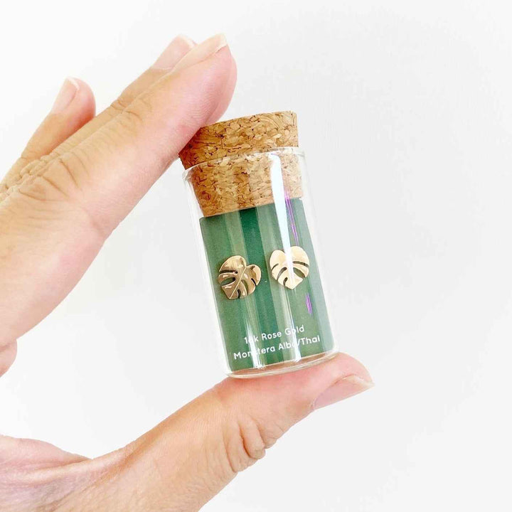 Monstera Albo/Thai Metal Stud Earrings