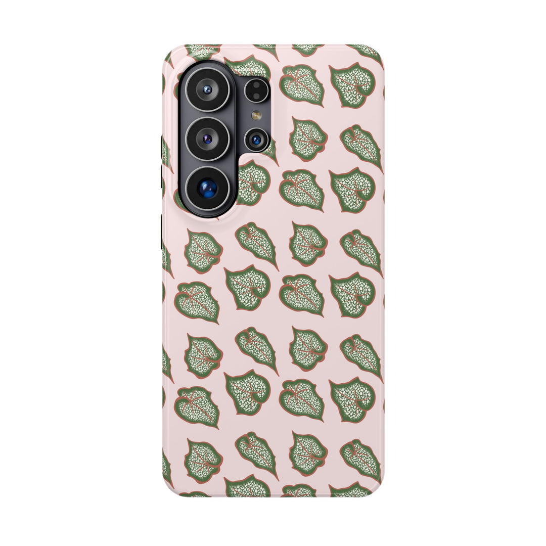 Begonia Pattern Phone Case – Dual Layer Protective Cover