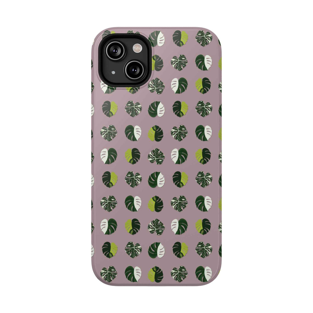 Variegated Monstera Pattern Phone Case – Dual Layer Protective Cover