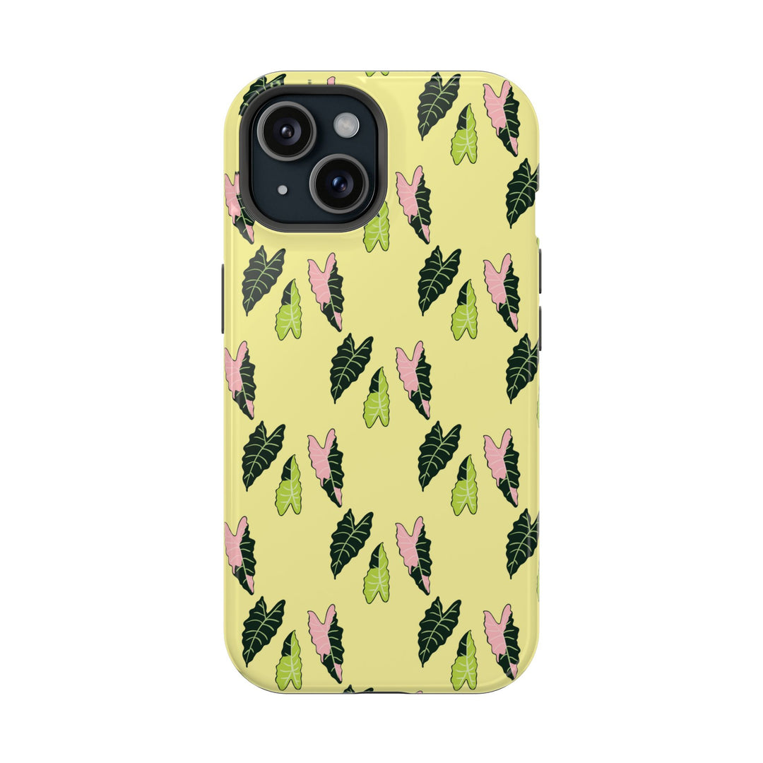 Alocasia Pattern Impact Resistant Phone Case Botanical Cover Full Wrap Print Wireless Charging