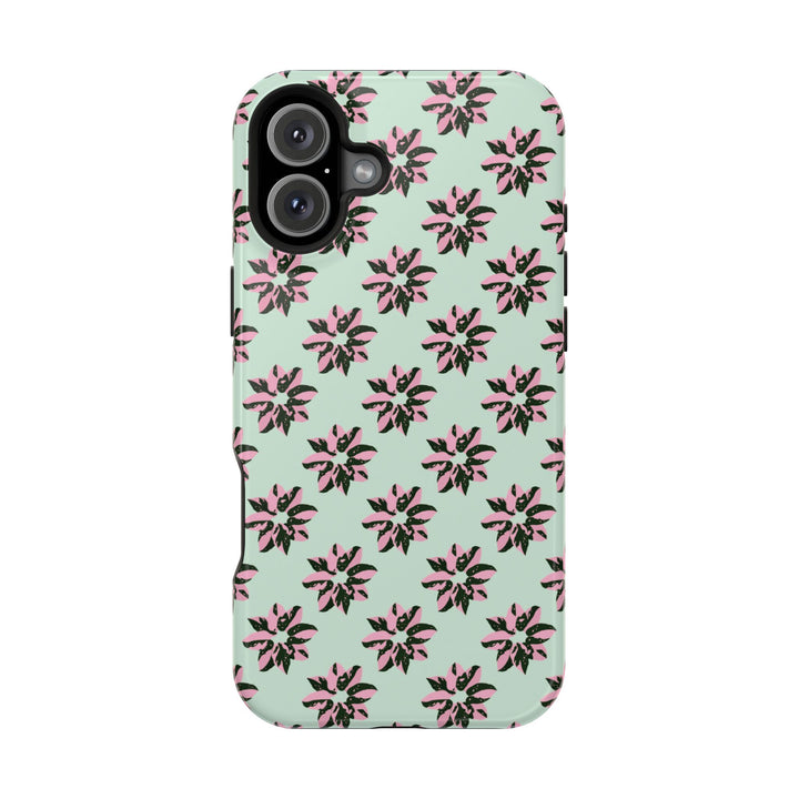 Pink Princess Philodendron Pattern Phone Case – Dual Layer Protective Cover by Printify
