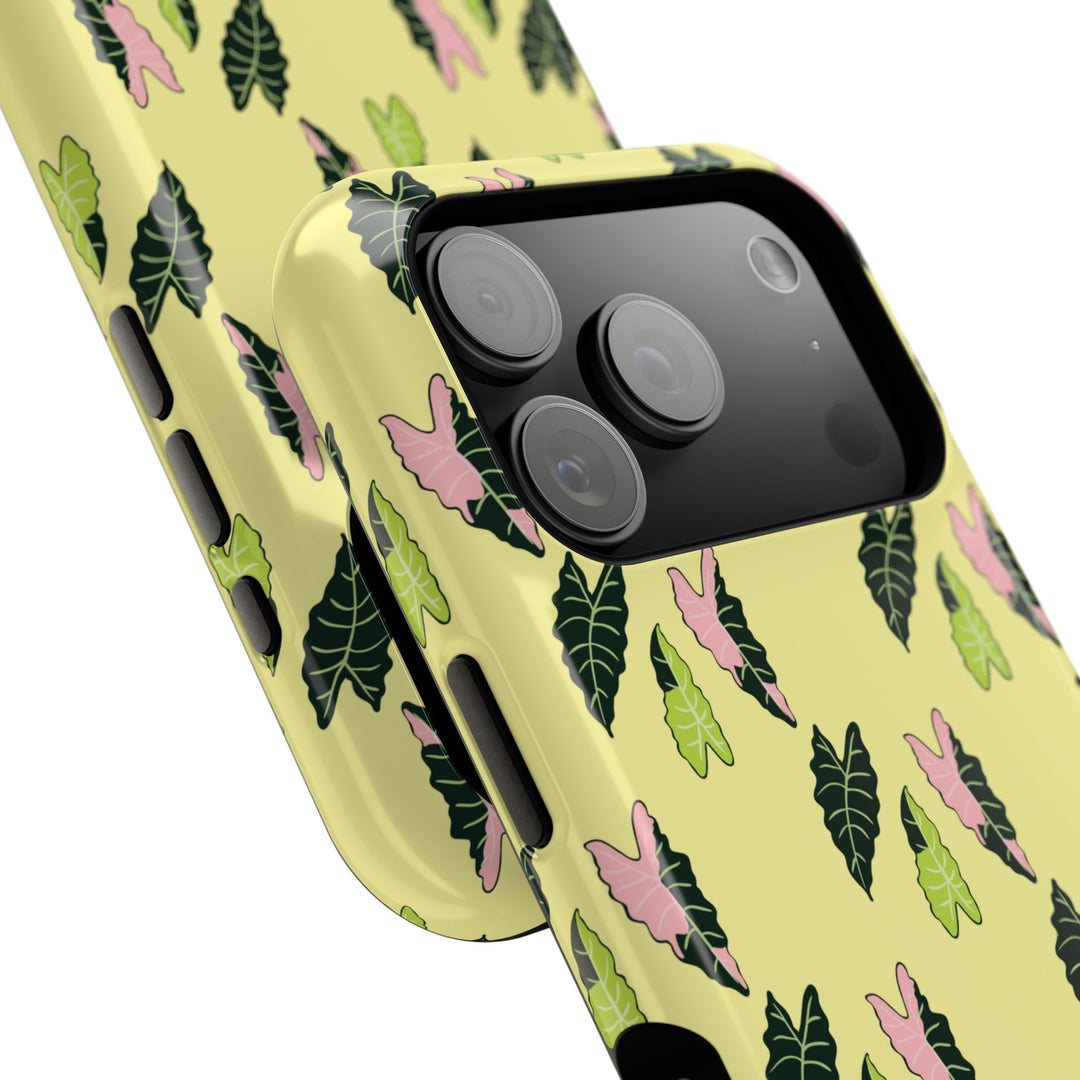 Alocasia Pattern Impact Resistant Phone Case Botanical Cover Full Wrap Print Wireless Charging