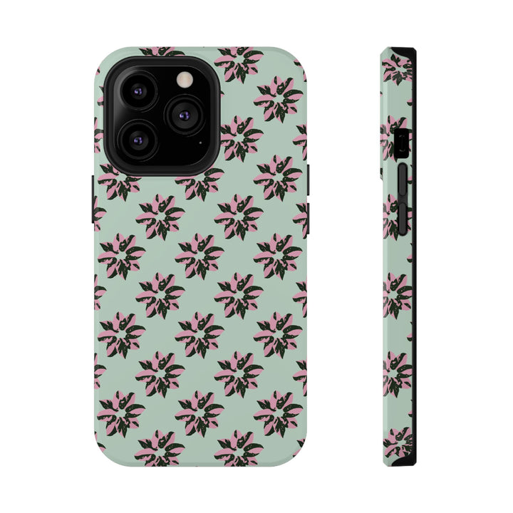 Pink Princess Philodendron Pattern Phone Case – Dual Layer Protective Cover by Printify