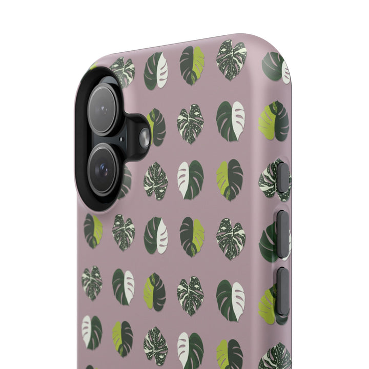 Variegated Monstera Pattern Phone Case – Dual Layer Protective Cover