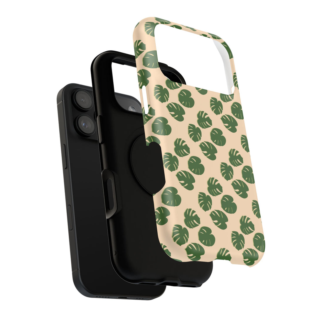 Monstera Pattern Phone Case – Dual Layer Protective Cover