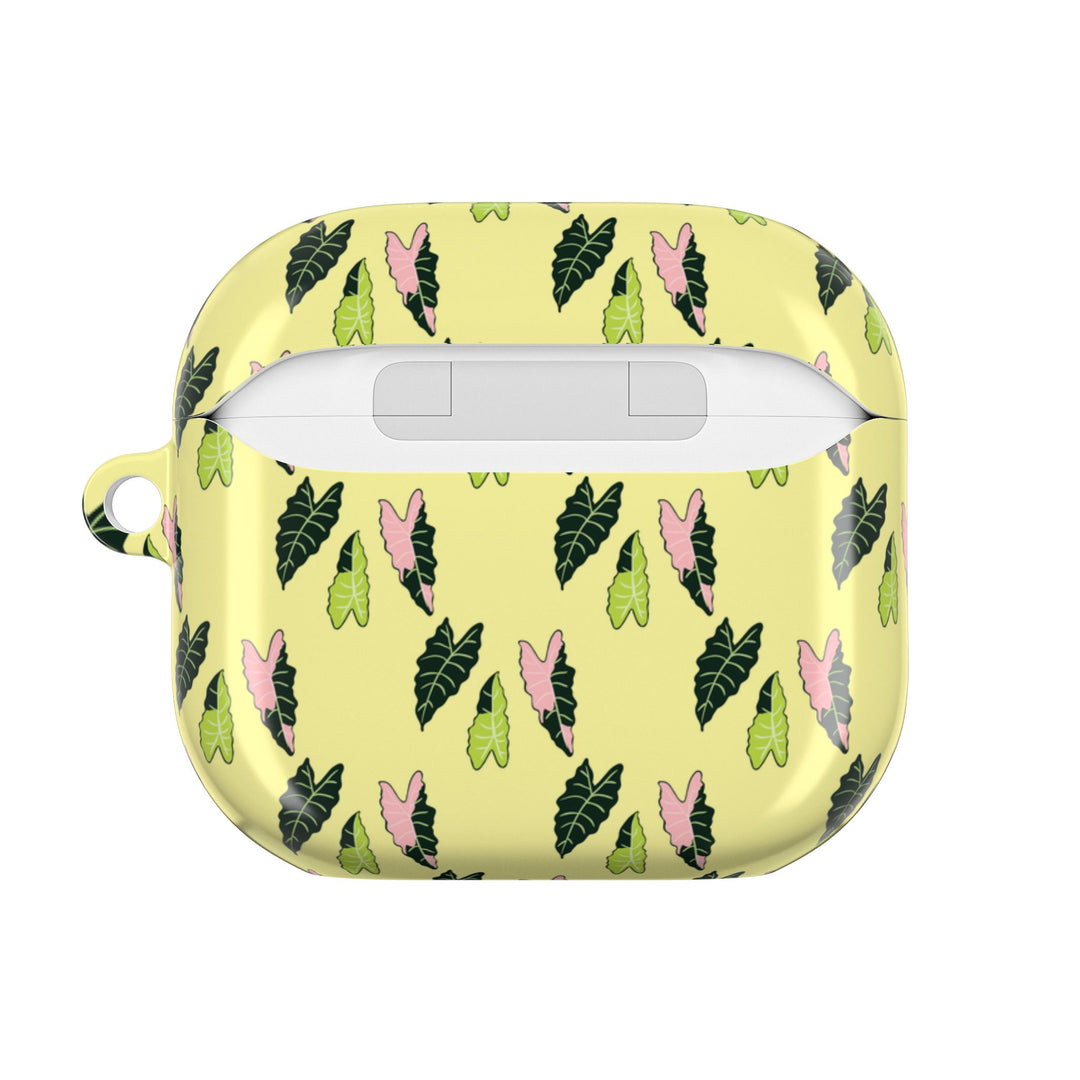 Alocasia Pattern AirPods Case Botanical Plant Themed Protective Case with Carabiner