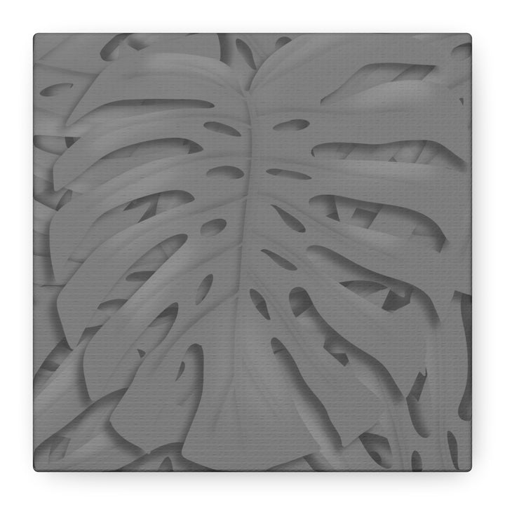 Charcoal Monstera Canvas Wall Art Matte Stretched 1.25 Inch Thick Tropical Leaf Print For Living Room Decor