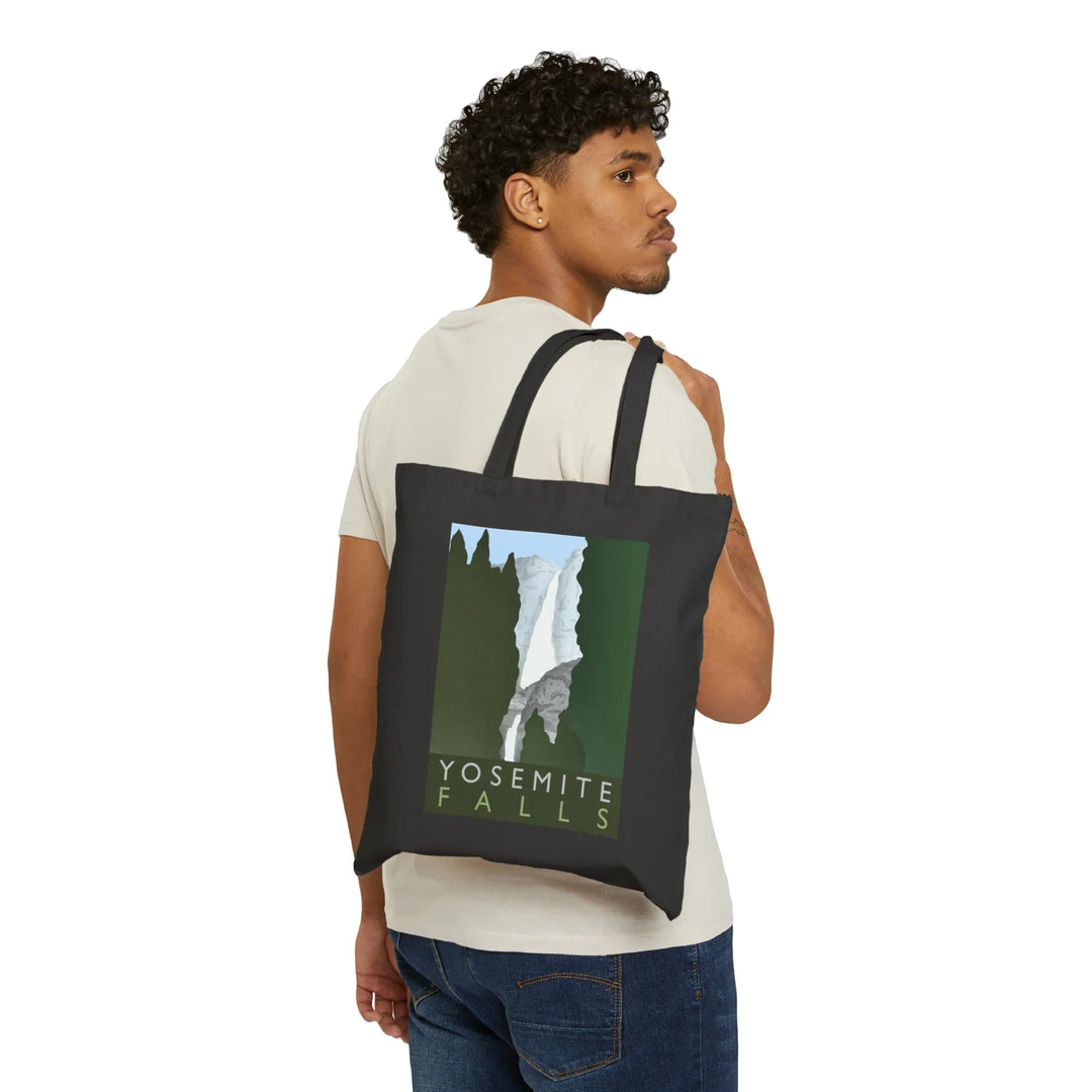 Minimalist Yosemite Falls Organic Cotton Tote Bag With Durable Canvas Handles Eco Friendly