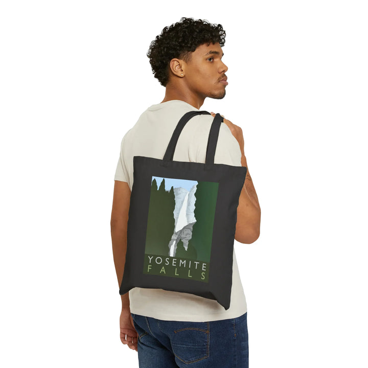 Minimalist Yosemite Falls Organic Cotton Tote Bag With Durable Canvas Handles Eco Friendly