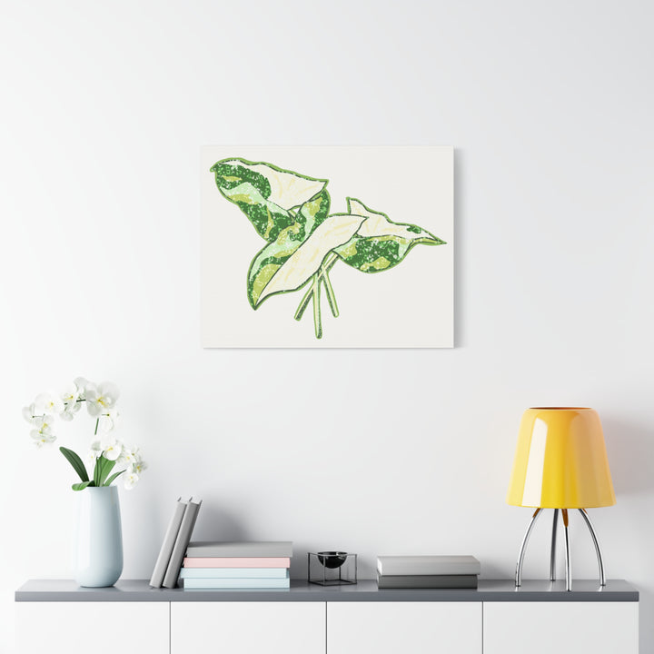 Marble Syngonium Canvas Botanical Wall Art Stretched Print On Durable Cotton Canvas Matte Finish