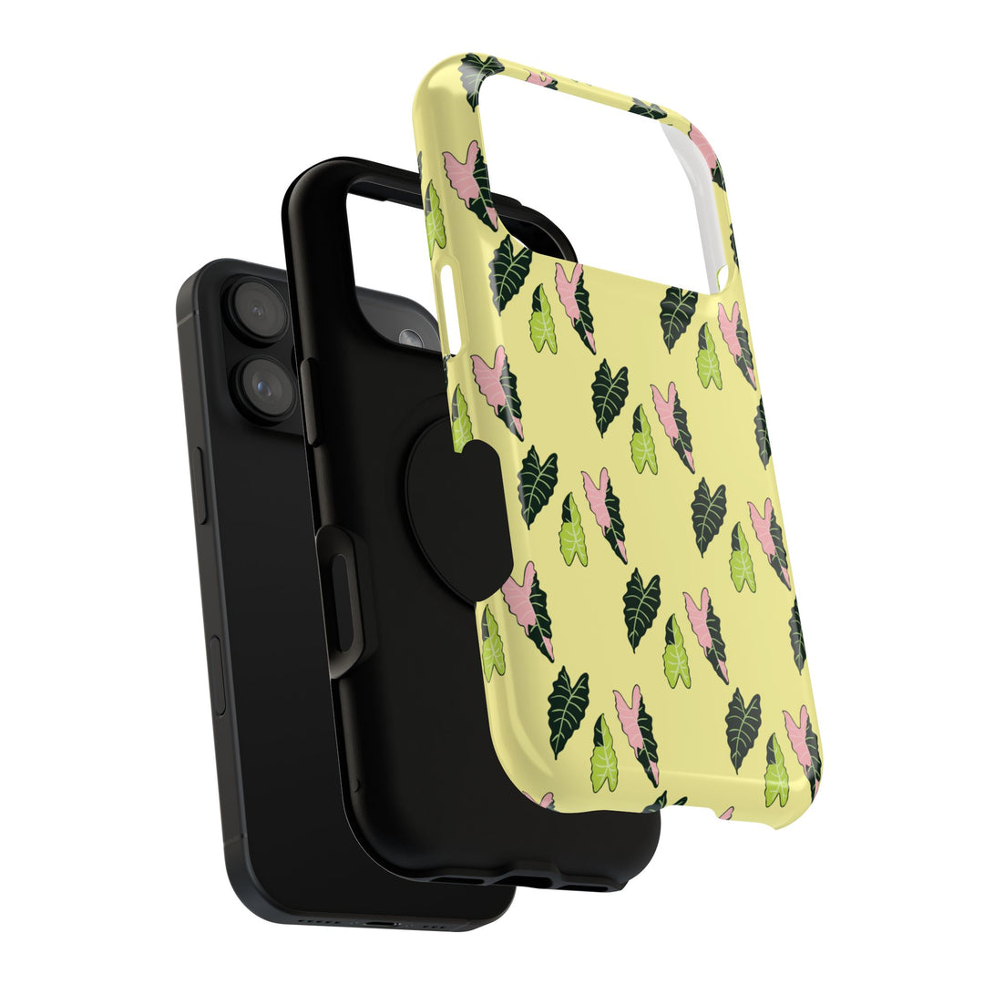 Alocasia Pattern Impact Resistant Phone Case Botanical Cover Full Wrap Print Wireless Charging