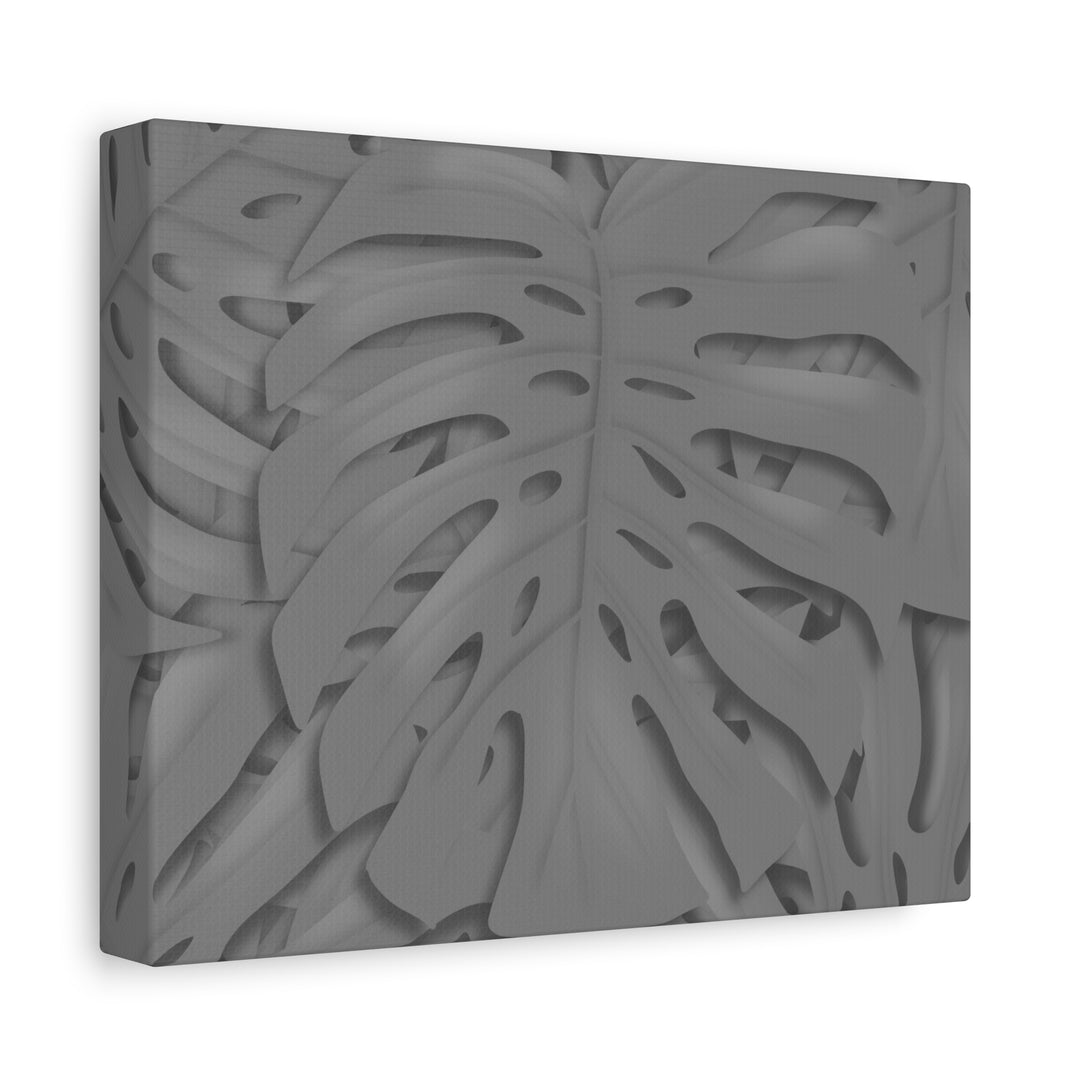 Charcoal Monstera Canvas Wall Art Matte Stretched 1.25 Inch Thick Tropical Leaf Print For Living Room Decor