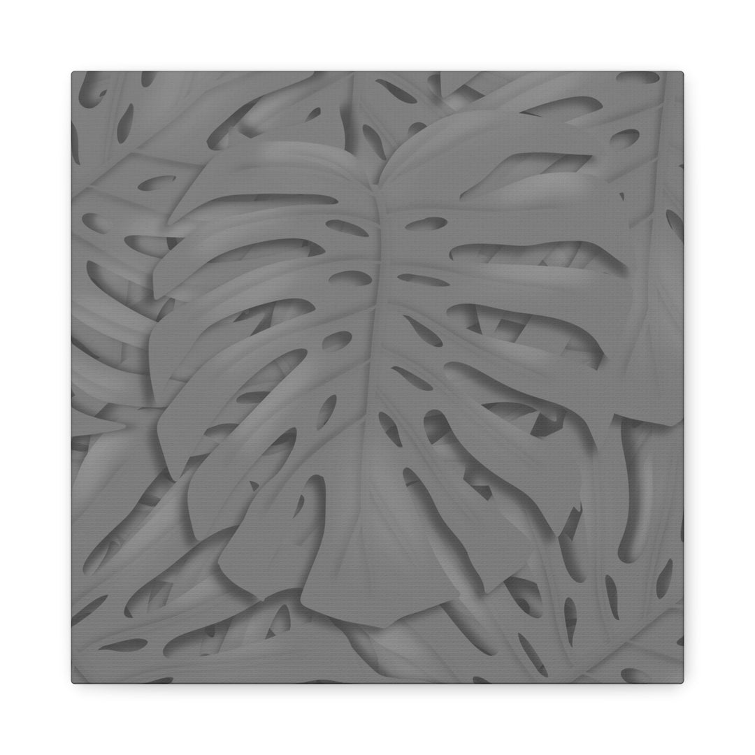Charcoal Monstera Canvas Wall Art Matte Stretched 1.25 Inch Thick Tropical Leaf Print For Living Room Decor