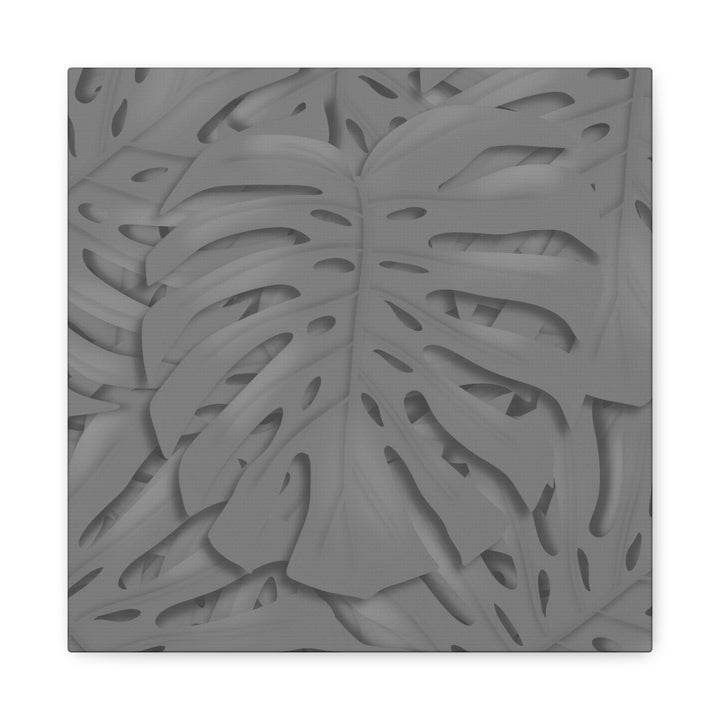 Charcoal Monstera Canvas Wall Art Matte Stretched 1.25 Inch Thick Tropical Leaf Print For Living Room Decor